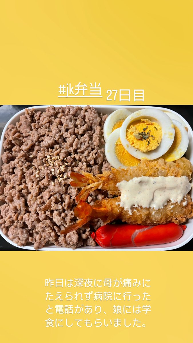 #jk弁当
週１〜3回の通院になったから姉達は入院をさせたいみたいだけど、入院したらしたでね。大変とかじゃないけどなんて言うんかな。そーゆーことじゃん。って思うんよね。不安だからって気持ち私も有るからわかるけど。