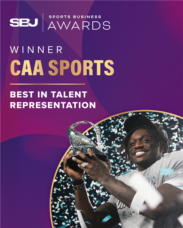 Sports Business Journal (@sbj) on Twitter photo <a href="/caa_sports/">CAA Sports</a> <a href="/ModeloUSA/">Modelo USA</a> <a href="/FSinHarlem/">FigureSkatingHarlem</a> <a href="/FOXSports/">FOX Sports</a> <a href="/PGATOUR/">PGA TOUR</a> <a href="/FanDuel/">FanDuel</a> <a href="/Octagon/">Octagon</a> <a href="/NBCUniversal/">NBCUniversal</a> <a href="/IntuitDome/">Intuit Dome</a> Best in Talent Representation: <a href="/caa_sports/">CAA Sports</a>🏈🏀
CAA Sports set records with 12 first-round NFL picks, a $96M deal for A.J. Brown, Kirby Smart’s $130M contract, and 6 of 8 NBA head coach hires.
#SBJAwards <a href="/caa_sports/">CAA Sports</a> <a href="/ModeloUSA/">Modelo USA</a> <a href="/FSinHarlem/">FigureSkatingHarlem</a> <a href="/FOXSports/">FOX Sports</a> <a href="/PGATOUR/">PGA TOUR</a> <a href="/FanDuel/">FanDuel</a> <a href="/Octagon/">Octagon</a> <a href="/NBCUniversal/">NBCUniversal</a> <a href="/IntuitDome/">Intuit Dome</a> Best in Talent Representation: <a href="/caa_sports/">CAA Sports</a>🏈🏀
CAA Sports set records with 12 first-round NFL picks, a $96M deal for A.J. Brown, Kirby Smart’s $130M contract, and 6 of 8 NBA head coach hires.
#SBJAwards