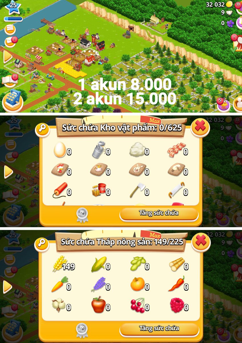 CAPRIZZ31's tweet photo. #WTS Akun gudang hayday
🌲Lv 24+ blum konek scid (pembeli siapin email)
🌲Lahan random ( bersih/berpohon)
🌲TOM aktif
🌲 Barn/ lumbung 600
🌲 Silo 200
#hayday #zonauang #zonajajan #akunhayday https://t.co/tC2ZSycNCX
