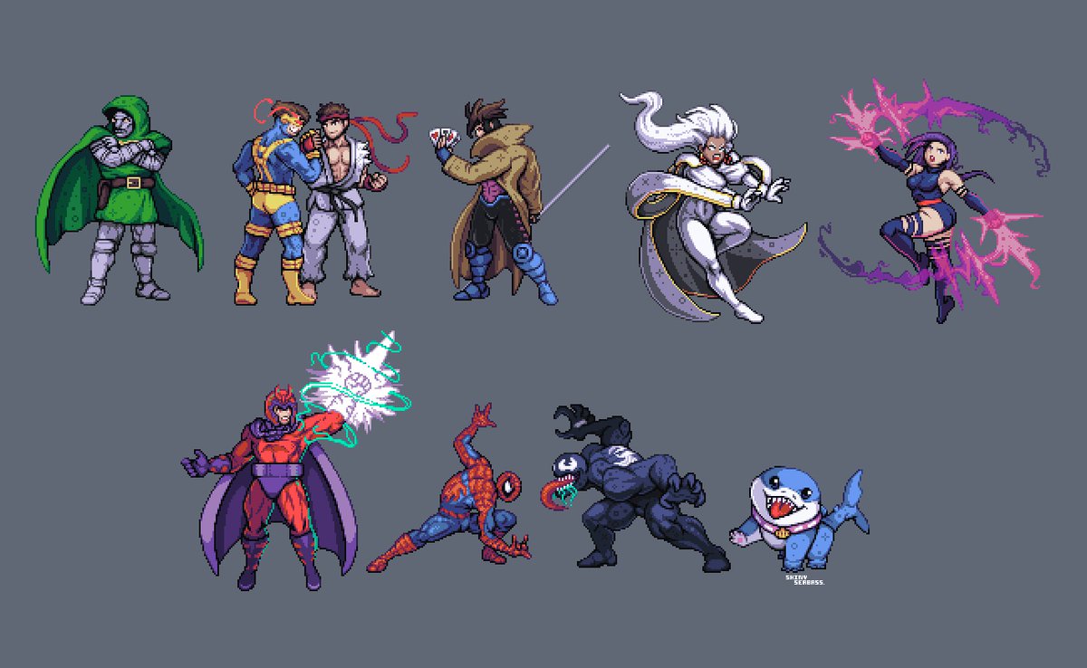 ShinySeabass's tweet image. &quot;I wanna take you for a ride&quot; 🤪
The Marvel characters I&apos;ll have available this weekend at Combo Breaker 👀
#marvelvscapcom #mvc #pixelart