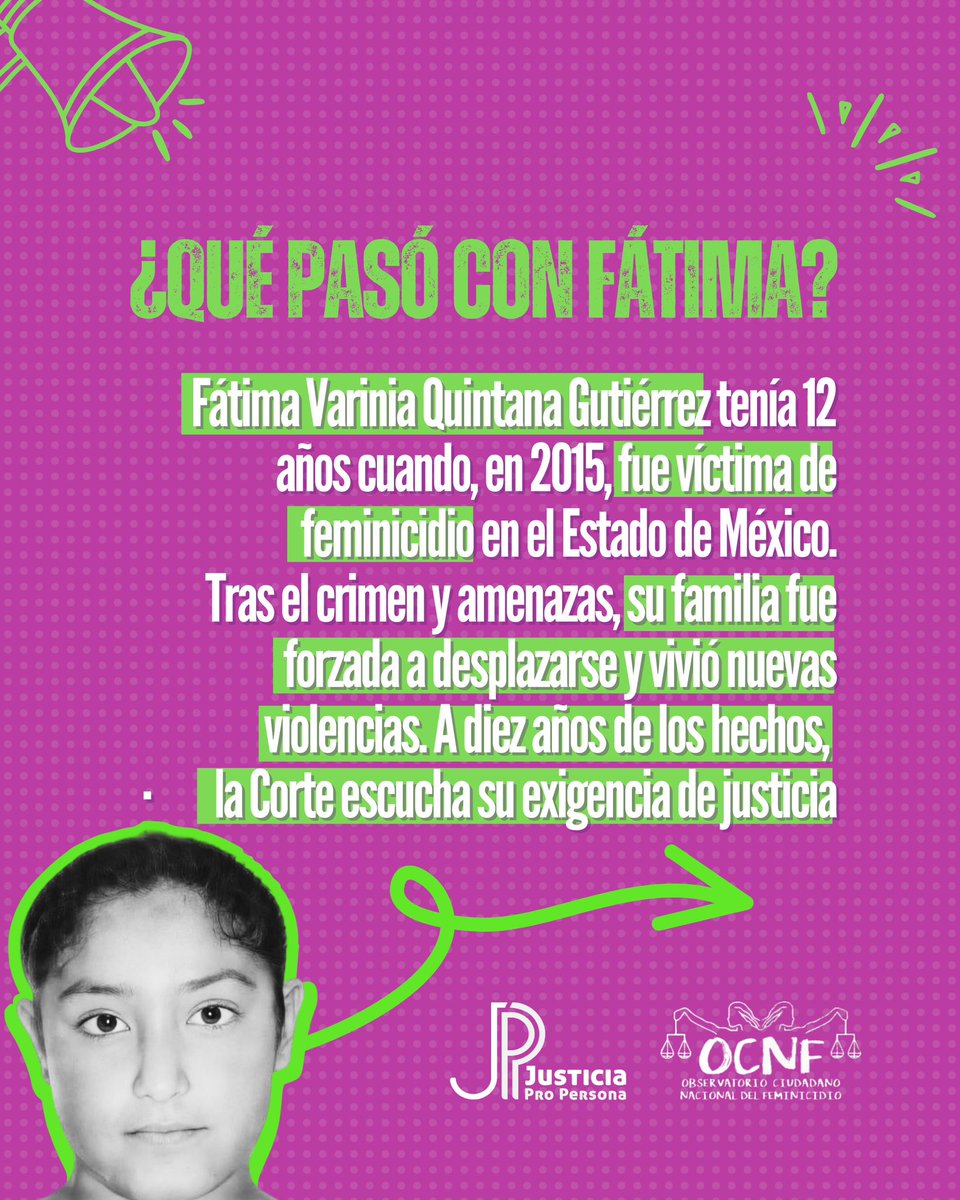 JustProPersona's tweet image. 📢Un precedente histórico
La Suprema Corte dicta una sentencia con vocación transformadora que reconoce a las familias desplazadas por feminicidio como víctimas indirectas y ordena su reparación integral 🙌🏾
#JusticiaParaFatima #JusticiaParaFamilias