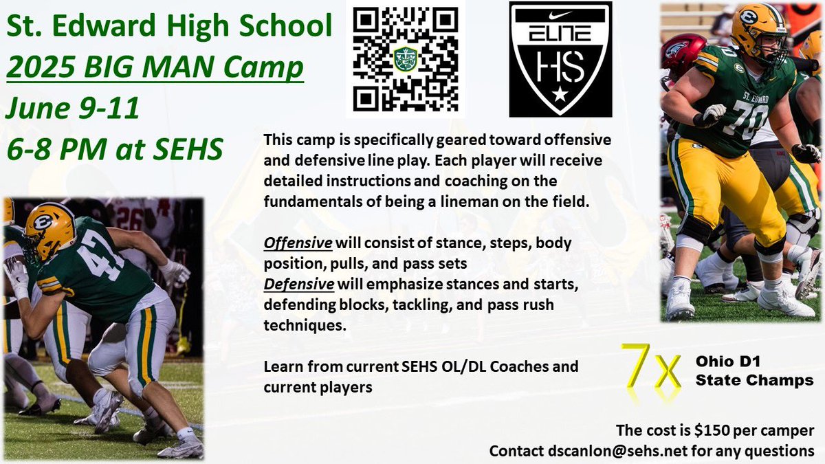 Auggie Promersberger (@coachauggie) on Twitter photo 🚨calling all big daddies🚨
Want to up your game. Sign up and join the best in the business!
<a href="/SEHS_FOOTBALL/">St. Edward Football</a>
<a href="/sehsathletics/">St. Edward Athletics</a>
<a href="/EDSstrength/">St Edward Eagle Power</a> 🚨calling all big daddies🚨
Want to up your game. Sign up and join the best in the business!
<a href="/SEHS_FOOTBALL/">St. Edward Football</a>
<a href="/sehsathletics/">St. Edward Athletics</a>
<a href="/EDSstrength/">St Edward Eagle Power</a>