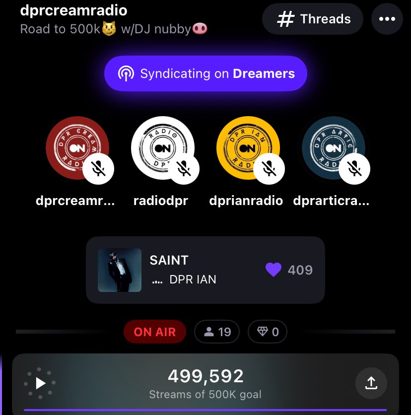 🎉 500K GOAL IS ON THE WAY🎉

DREAMers! Make sure to tune in as we’re about to hit a new milestone TOGETHER!🥹

You find us live on DPR CREAM RADIO

🔗stationhead.com/dprcreamradio

#DPR #DREAMERS #DPRIAN #DPRARTIC #DPRCREAM #DPRLIVE #DABIN #CTYL