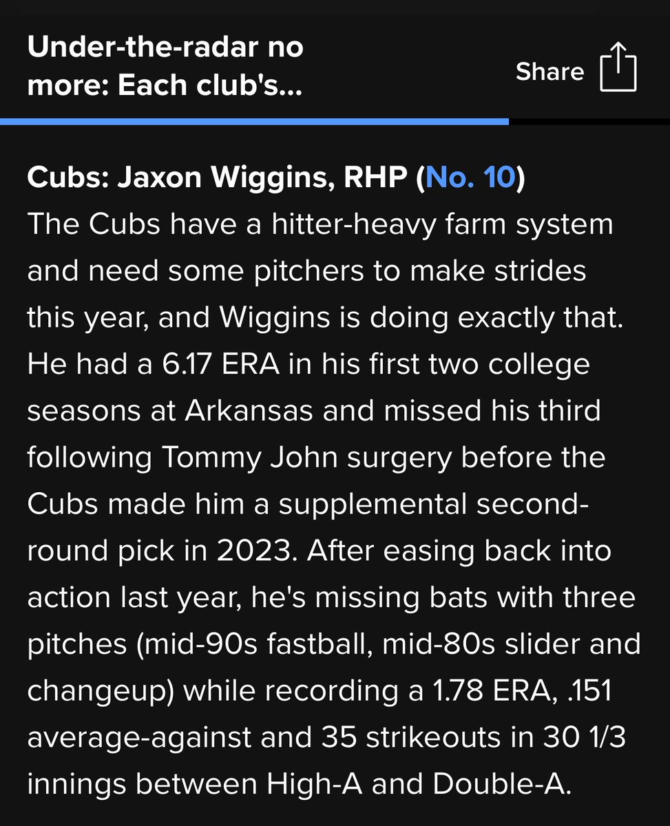 From MLB pipeline

Each team’s most underrated/surprise prospect for this year