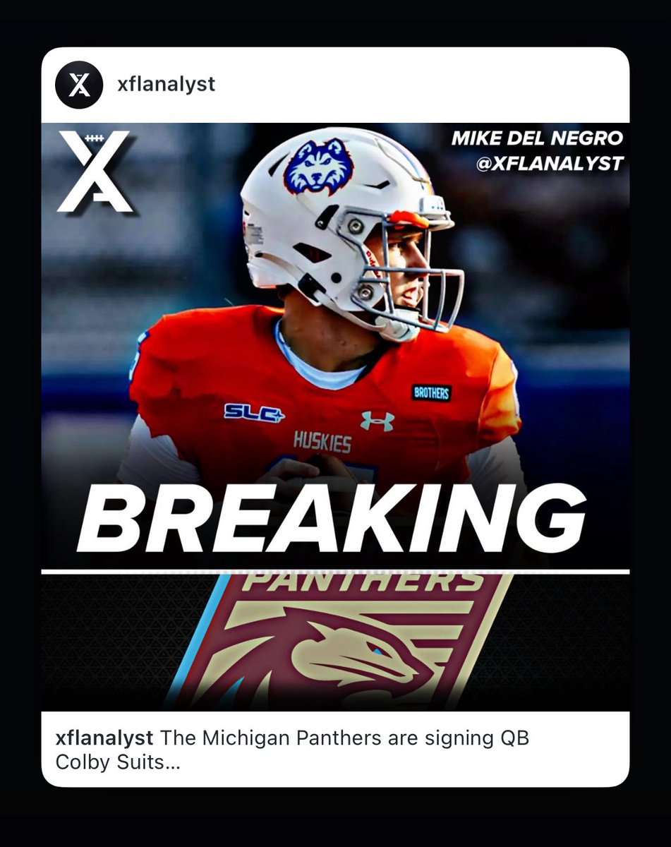 Justin Aaron (@justinaaronuh91) on Twitter photo <a href="/Colby_Suits/">Colby Suits</a> has joined the <a href="/USFLPanthers/">Michigan Panthers</a>
Congrats to the <a href="/HCUFootball/">HCU Football</a> alum. <a href="/HCUCoachBachtel/">Coach Jason Bachtel</a> <a href="/FCSNationRadio1/">FCS Nation Radio</a> <a href="/MWSeventySeven/">Michael Washington</a> <a href="/DraftDiamonds/">Draft Diamonds β’οΈ</a> <a href="/jrberendzen/">Justin Berendzen</a> <a href="/Colby_Suits/">Colby Suits</a> has joined the <a href="/USFLPanthers/">Michigan Panthers</a>
Congrats to the <a href="/HCUFootball/">HCU Football</a> alum. <a href="/HCUCoachBachtel/">Coach Jason Bachtel</a> <a href="/FCSNationRadio1/">FCS Nation Radio</a> <a href="/MWSeventySeven/">Michael Washington</a> <a href="/DraftDiamonds/">Draft Diamonds β’οΈ</a> <a href="/jrberendzen/">Justin Berendzen</a>