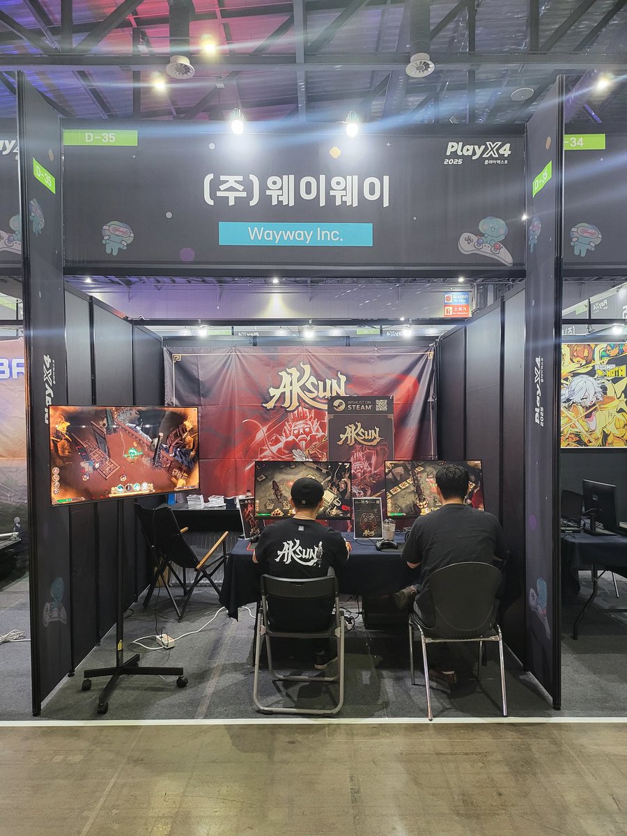 waywaystudio's tweet image. Our booth is up and running! Come by our booth at #PlayX4 #플레이엑스포 to play #Aksun
Booth number: D35