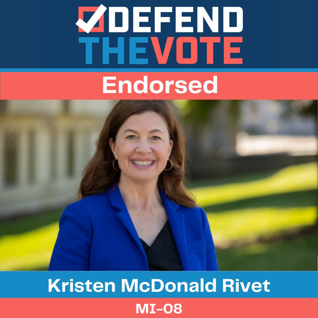 Defend The Vote (@dtvpac) on Twitter photo "I am proudly committed to working with Defend The Vote and doing everything in my power to preserve and strengthen our democracy, stand up to special interests, and expand voting rights." -<a href="/McdonaldRivet/">Kristen McDonald Rivet</a> "I am proudly committed to working with Defend The Vote and doing everything in my power to preserve and strengthen our democracy, stand up to special interests, and expand voting rights." -<a href="/McdonaldRivet/">Kristen McDonald Rivet</a>