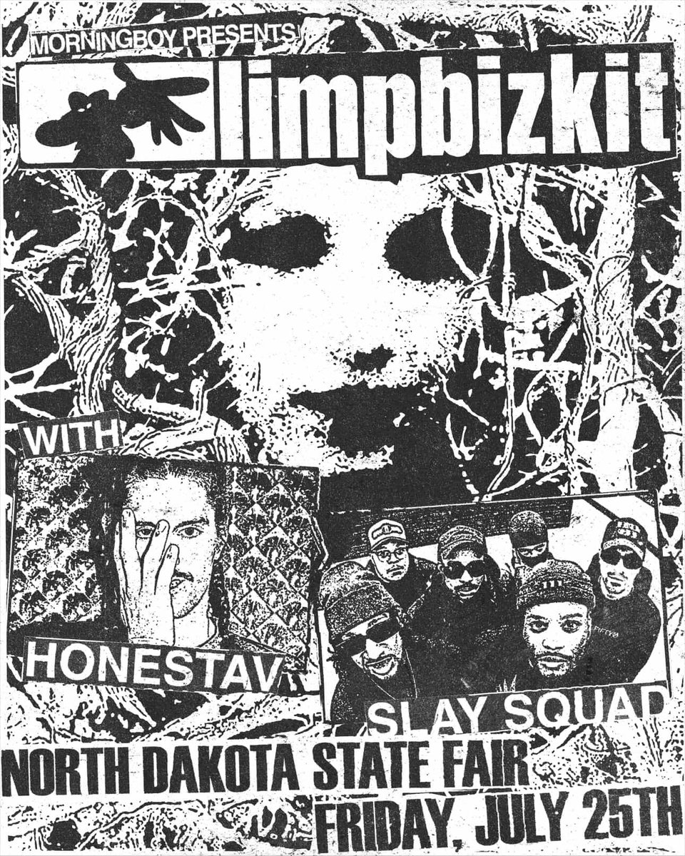 Slay Squad w/ <a href="/limpbizkit/">Limp Bizkit</a> 
July 25th . North Dakota 
🎟️: gotickets.com/tickets/953509…