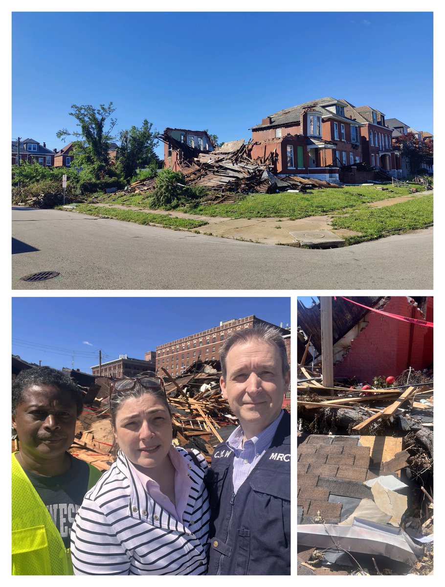 Surveyed the tornado damage in St. Louis today and coordinated with my fellow House Reps Del Taylor and Tricia Byrnes on relief efforts. The damage is considerable.