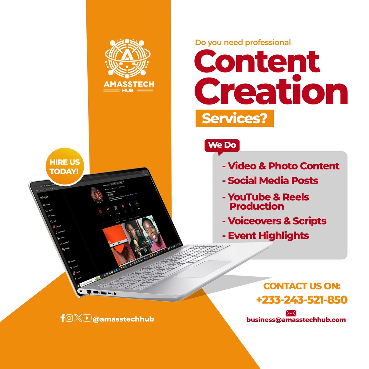 amasstechhub's tweet image. Content is KING — and we wear the crown 👑
We create scroll-stopping visuals, videos, and captions for brands that want to be seen.
🔥 Ready to grow your online presence?
#ContentCreation #SocialMediaContent #AmassMultimedia #AmassTechHub