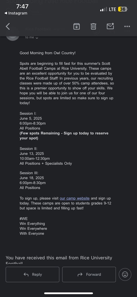 Blessed to receive a camp invite from <a href="/RiceFootball/">Rice Football</a> ‼️