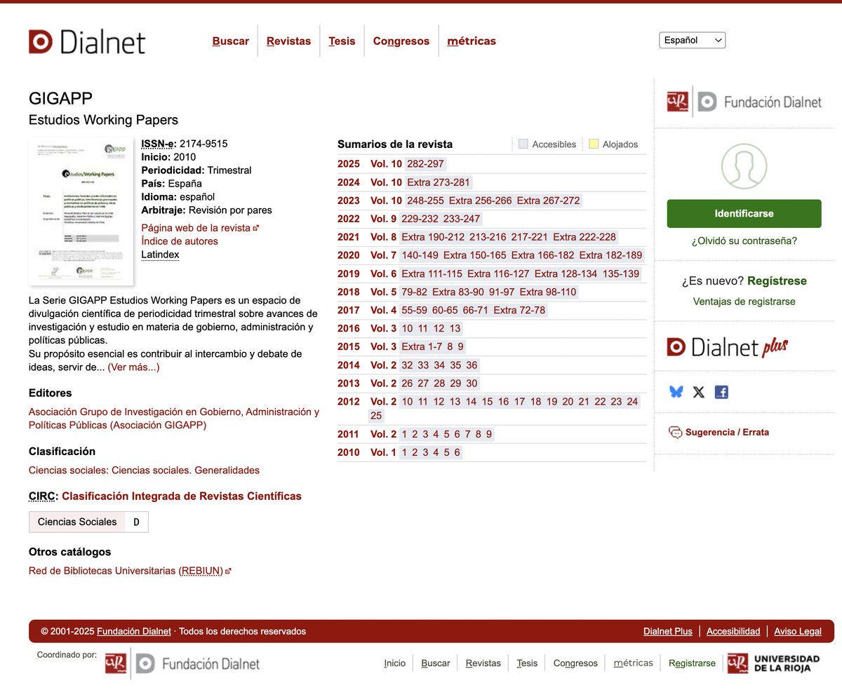 RedGobernanzaAbierta (@riga_latam) on Twitter photo La Serie <a href="/GIGAPP/">GIGAPP Iberoamérica</a> Estudios/Working Papers es un espacio de divulgación científica de periodicidad trimestral sobre avances de investigación y estudio en materia de gobierno, administración y políticas públicas. Más detalles en este enlace: dialnet.unirioja.es/servlet/revist… <a href="/dialnet/">Dialnet</a> #GIGAPP La Serie <a href="/GIGAPP/">GIGAPP Iberoamérica</a> Estudios/Working Papers es un espacio de divulgación científica de periodicidad trimestral sobre avances de investigación y estudio en materia de gobierno, administración y políticas públicas. Más detalles en este enlace: dialnet.unirioja.es/servlet/revist… <a href="/dialnet/">Dialnet</a> #GIGAPP
