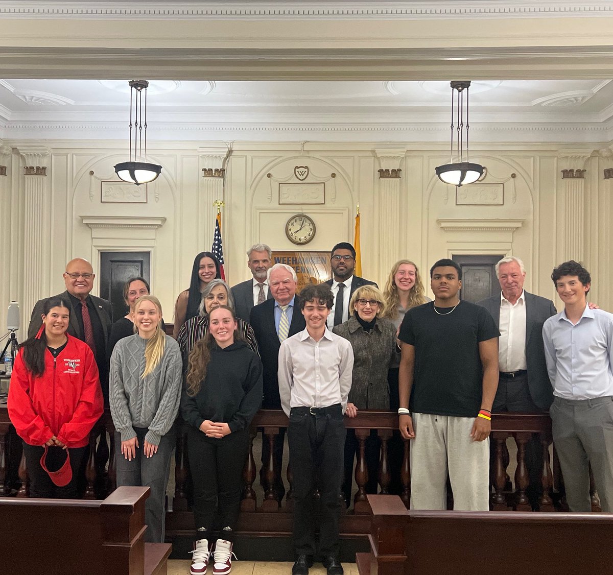 Weehawken Schools (@weehawkentsd) on Twitter photo As part of Senior Takeover Day, WHS seniors took over the roles at the <a href="/weehawkennj/">Weehawken NJ</a> council meeting.
Thank you to the township for taking part in this day for our seniors!
<a href="/EricCrespoEDU/">Eric Crespo</a> <a href="/FAmato53/">Francesca Amato</a> <a href="/al_orecchio/">Al Orecchio</a> <a href="/RobFerullo4/">Robert Ferullo</a> <a href="/StefanieCirill1/">Stefanie Cirillo</a> <a href="/WEEGUIDANCEWTSD/">Jenna DeBari</a> <a href="/DeStefanoEDU/">Dr. Nicholas DeStefano</a> As part of Senior Takeover Day, WHS seniors took over the roles at the <a href="/weehawkennj/">Weehawken NJ</a> council meeting.
Thank you to the township for taking part in this day for our seniors!
<a href="/EricCrespoEDU/">Eric Crespo</a> <a href="/FAmato53/">Francesca Amato</a> <a href="/al_orecchio/">Al Orecchio</a> <a href="/RobFerullo4/">Robert Ferullo</a> <a href="/StefanieCirill1/">Stefanie Cirillo</a> <a href="/WEEGUIDANCEWTSD/">Jenna DeBari</a> <a href="/DeStefanoEDU/">Dr. Nicholas DeStefano</a>