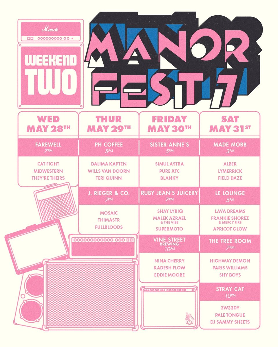 Yo!

I'm performing at Manor Fest 7 tomorrow! We go on at 5:45PM and will be performing in a DOPE lineup bands that kicks off at 5PM.

See you at Fetch KCMO - 1659 Summit St, Kansas City, MO 64108