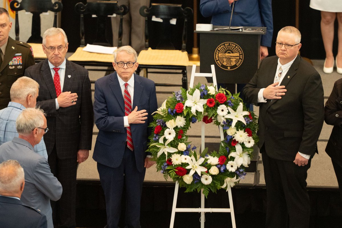 LtGovJimTressel's tweet photo. Today, I was honored to stand with Ohio’s Gold Star families in gratitude and in remembrance of our fallen service members. 

We are forever indebted to those who gave their lives in service to our country, and to the loved ones who carry on their legacies every day. https://t.co/N7byH4OPoR