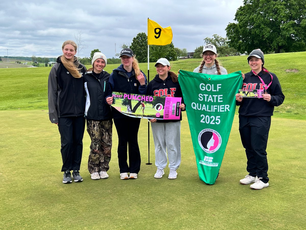 NPGGolf's tweet photo. These girls just did something. And bringing back something to hang in the gym! And Paige was 3rd individually! #TicketPunched https://t.co/xcDh3Vf5LC