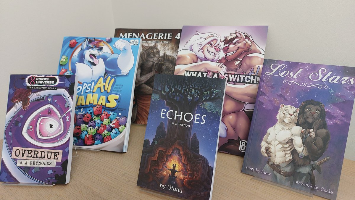 The Book Badgers (@thebookbadgers) on Twitter photo Tomorrow (Thursday 22 May) is the last day for <a href="/cfconvention/">ConFuzzled</a> @cfzdealers reservations.
Here is a selection of our new items.
See you in the Dealers' Den tables A20 and A21!
<a href="/yamasmut/">Wolf “play my VN!” Yama</a>
<a href="/rukiscroax/">Rukis</a>
<a href="/WildDogUtunu/">oo TOO noo</a>
<a href="/llew91/">Llew91.turquoisesky.social</a> Tomorrow (Thursday 22 May) is the last day for <a href="/cfconvention/">ConFuzzled</a> @cfzdealers reservations.
Here is a selection of our new items.
See you in the Dealers' Den tables A20 and A21!
<a href="/yamasmut/">Wolf “play my VN!” Yama</a>
<a href="/rukiscroax/">Rukis</a>
<a href="/WildDogUtunu/">oo TOO noo</a>
<a href="/llew91/">Llew91.turquoisesky.social</a>