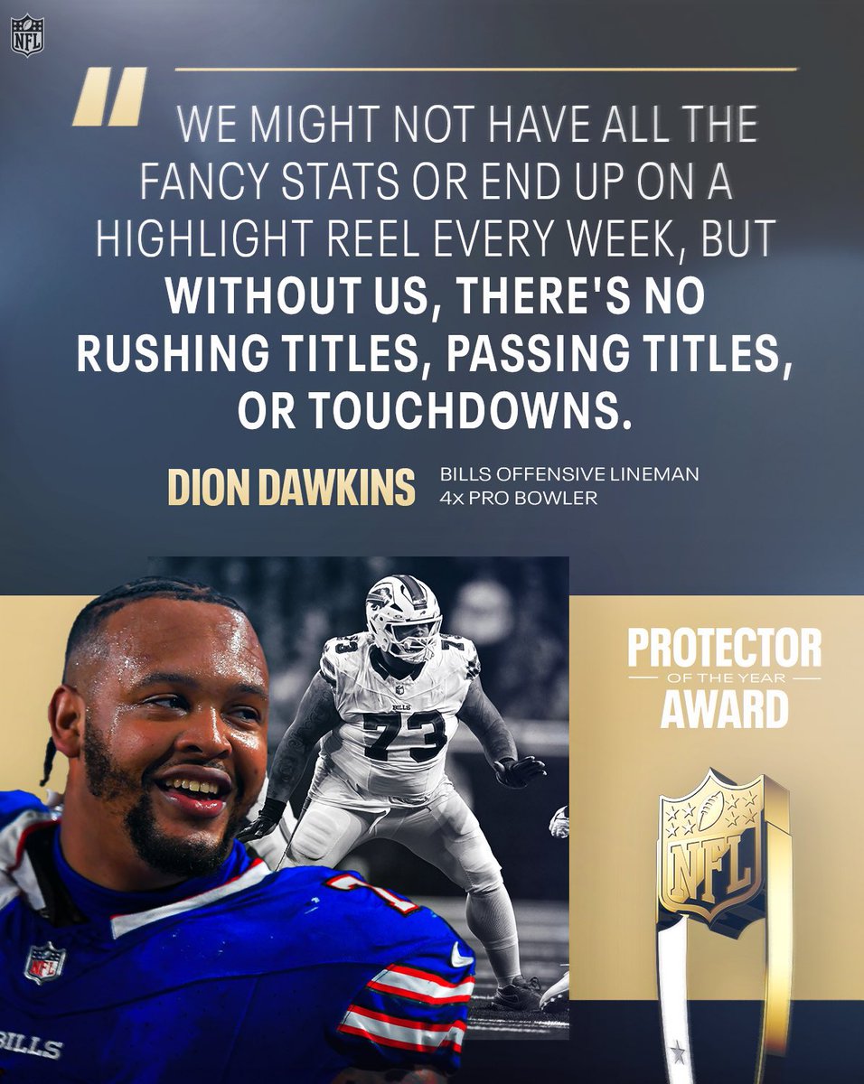 HUGE shoutout to @diondawkins and <a href="/AndrewWhitworth/">Andrew Whitworth</a> for championing this idea and getting it the attention it deserves. 

The NFL goes as offensive lineman go, and it’s a beautiful thing to now be able to honor the men in the trenches!

<a href="/NFL/">NFL</a>