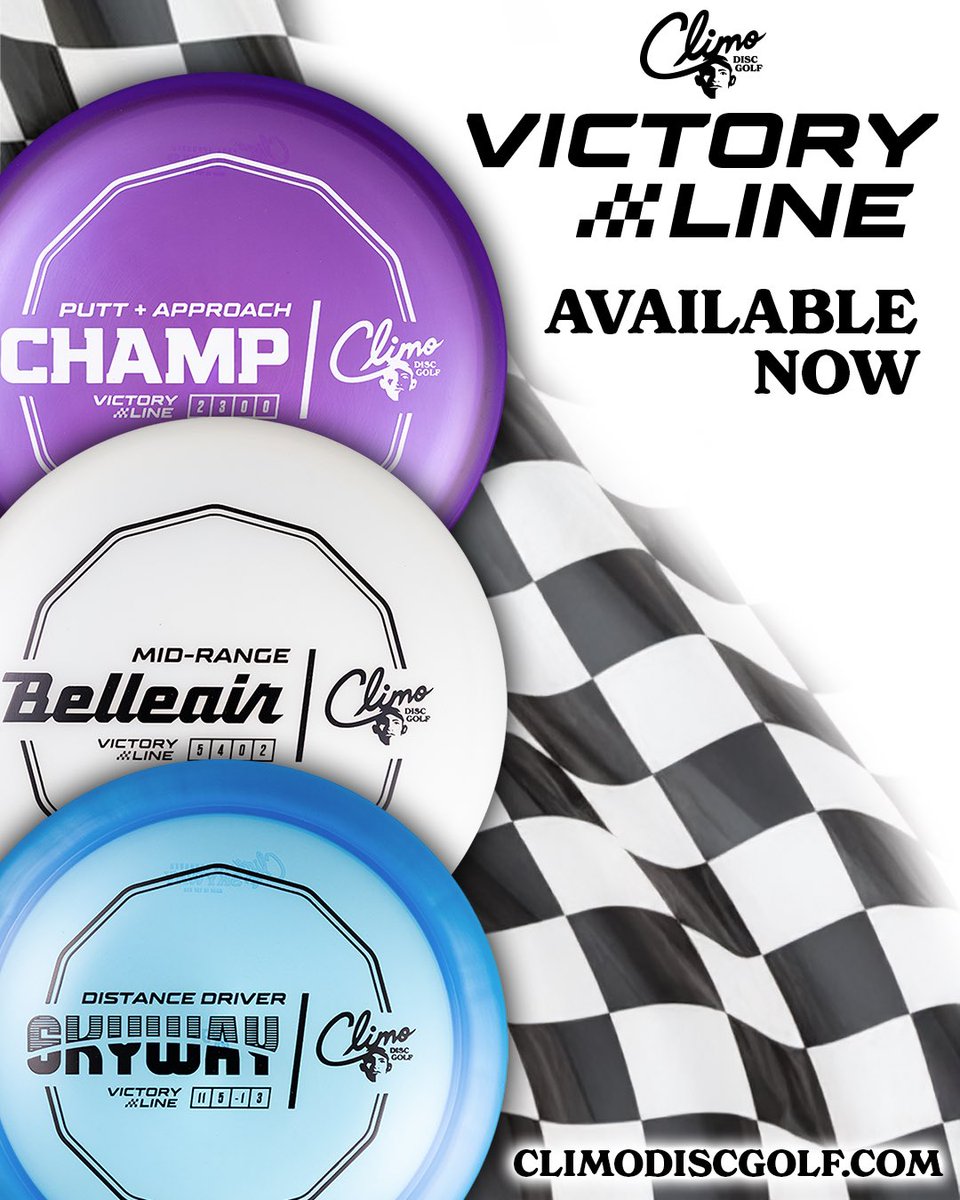 ClimoDiscGolf's tweet image. 🏁 READY, SET, BUY! 🏁
The brand new Victory Line is now available! Featuring the Champ, Belleair and Skyway these stock runs are a perfect complement to their Trophy Line & Major Line counterparts.
Grab yours today at climodiscgolf.com or a local retailer!…