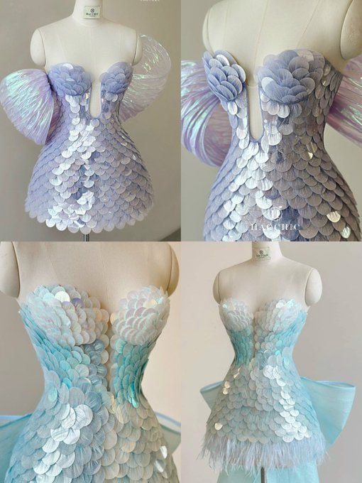 shirojinsei1's tweet image. obsessed with these mini mermaid dresses by Anna