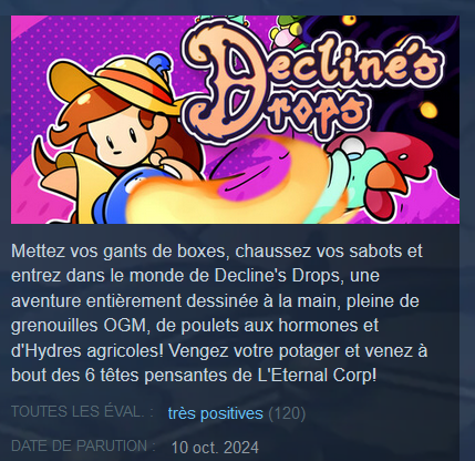 Got a lot of new people picking up Decline's Drops these days, thank you so much again!

Please consider leaving a positive review if you enjoy the game, it's so, so important to us indie devs 💛