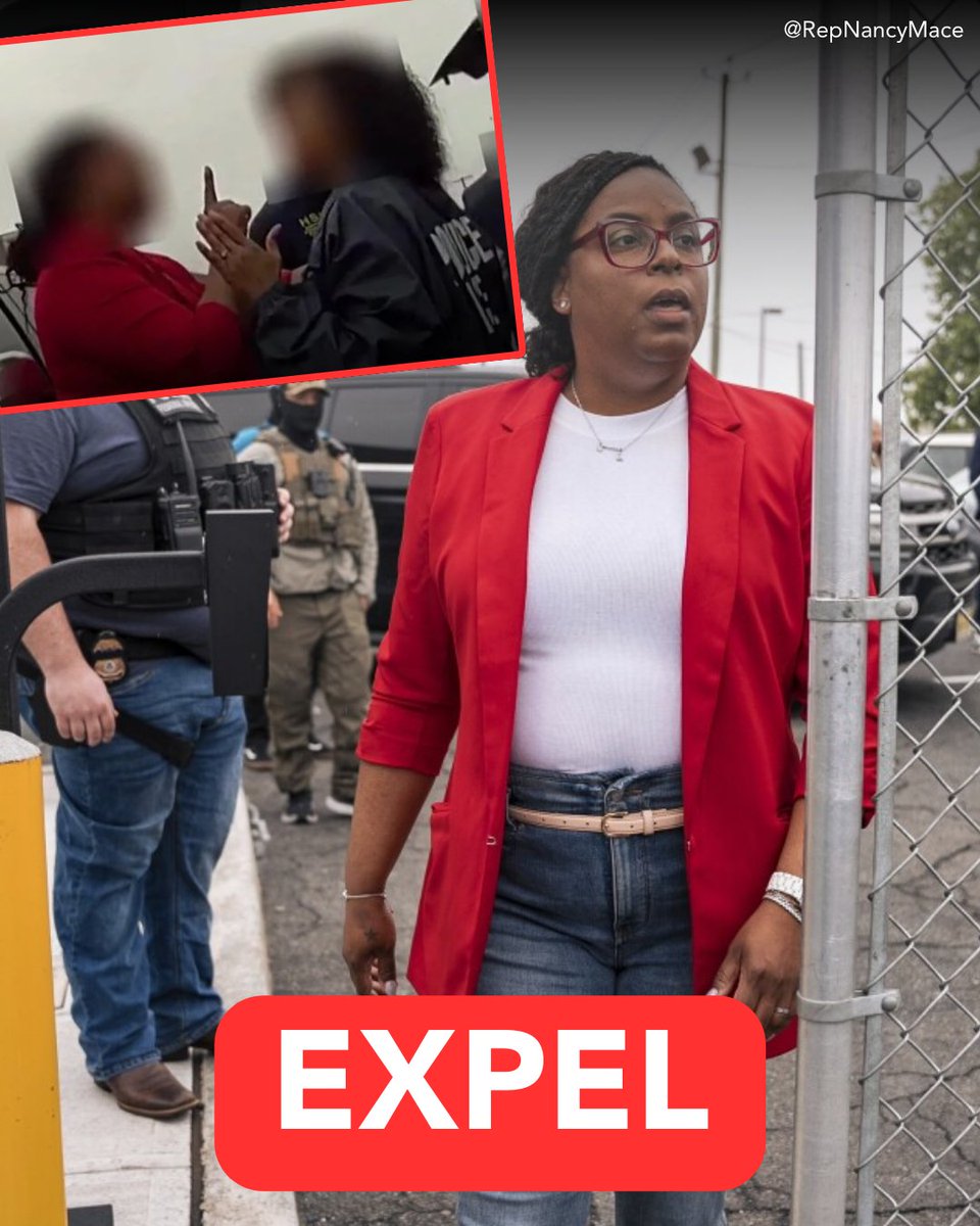 RepNancyMace's tweet image. We’re calling for the expulsion of Rep. LaMonica McIver after she assaulted an ICE agent and interfered with a lawful arrest.
Members of Congress don’t get a free pass to break the law. No one is above the law — not even you, LaMonica.
This was a disgraceful abuse of power. She…