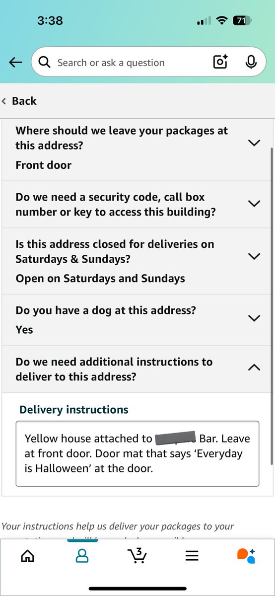 UserError9314's tweet photo. @amazon I don’t understand how this is so hard. Third time in a week multiple of my packages are delivered to this address. Clearly isn’t correct, not even close. I think the additional details are pretty clear when it says the color of the house and the business it’s attached to https://t.co/ywayPA1Pki
