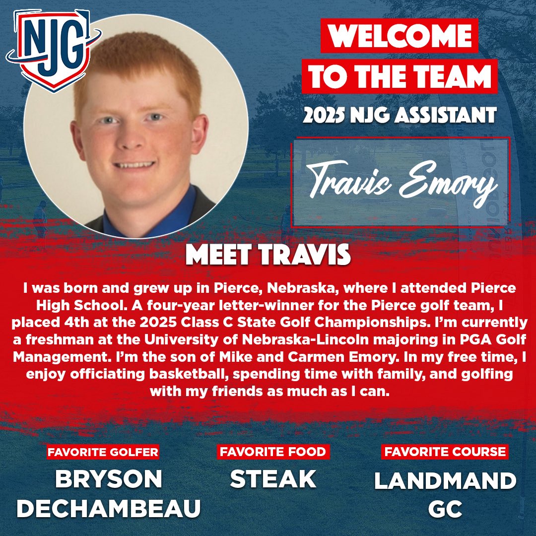 Nebraska Junior Golf (@nebjuniorgolf) on Twitter photo Welcome to the NJG team, Travis! The current <a href="/UNLPGM/">UNL PGA Golf Management</a> student looks forward to helping elevate our events this summer.
“I am looking forward to watching some great golf while seeing all of the friendships and camaraderie on the course!”
Learn more about Travis ⬇️ Welcome to the NJG team, Travis! The current <a href="/UNLPGM/">UNL PGA Golf Management</a> student looks forward to helping elevate our events this summer.
“I am looking forward to watching some great golf while seeing all of the friendships and camaraderie on the course!”
Learn more about Travis ⬇️