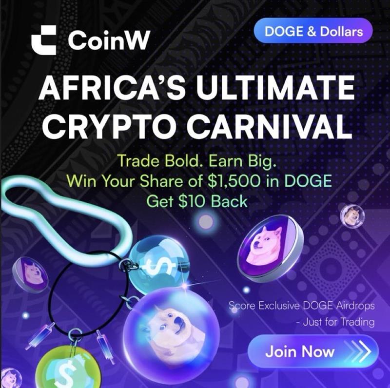 🚨 It’s HERE 🚨
 Welcome to DOGE &amp; Dollars – Africa’s Crypto Carnival 🎉

 🎯 Get 10 USDT back + Share $1,500 DOGE - just for trading

How to join:
 1️⃣ Deposit 50 USDT
 2️⃣ Trade Spot/Contracts with a volume of 100 USDT
 
🎉 The more you trade, the more you earn. Plus, the first
