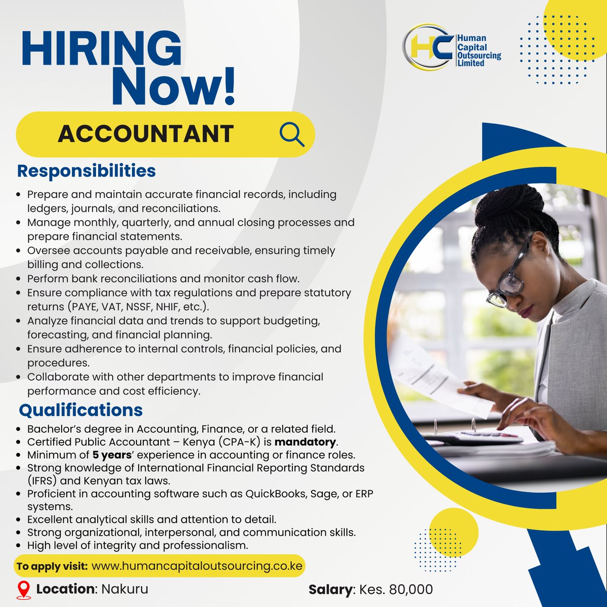 GithekiJ's tweet image. 𝗝𝗢𝗕 𝗔𝗟𝗘𝗥𝗧𝗦!
Our client based in Nakuru is seeking detail and results-driven individuals to fill the positions below:
 1. 𝗕𝘂𝘀𝗶𝗻𝗲𝘀𝘀 𝗣𝗲𝗿𝗳𝗼𝗿𝗺𝗮𝗻𝗰𝗲 𝗔𝗻𝗮𝗹𝘆𝘀𝘁 
 2. 𝗔𝗰𝗰𝗼𝘂𝗻𝘁𝗮𝗻𝘁 
𝗧𝗼 𝗔𝗽𝗽𝗹𝘆 𝗩𝗶𝘀𝗶𝘁: humancapitaloutsourcing.co.ke 
#hiring #Jobs