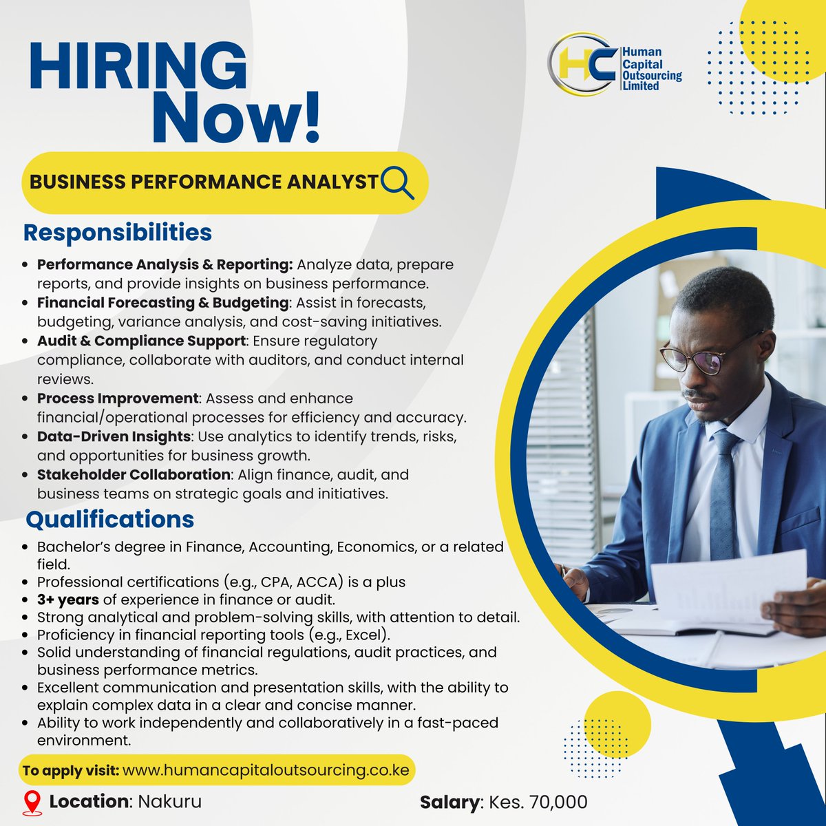 GithekiJ's tweet image. 𝗝𝗢𝗕 𝗔𝗟𝗘𝗥𝗧𝗦!
Our client based in Nakuru is seeking detail and results-driven individuals to fill the positions below:
 1. 𝗕𝘂𝘀𝗶𝗻𝗲𝘀𝘀 𝗣𝗲𝗿𝗳𝗼𝗿𝗺𝗮𝗻𝗰𝗲 𝗔𝗻𝗮𝗹𝘆𝘀𝘁 
 2. 𝗔𝗰𝗰𝗼𝘂𝗻𝘁𝗮𝗻𝘁 
𝗧𝗼 𝗔𝗽𝗽𝗹𝘆 𝗩𝗶𝘀𝗶𝘁: humancapitaloutsourcing.co.ke 
#hiring #Jobs