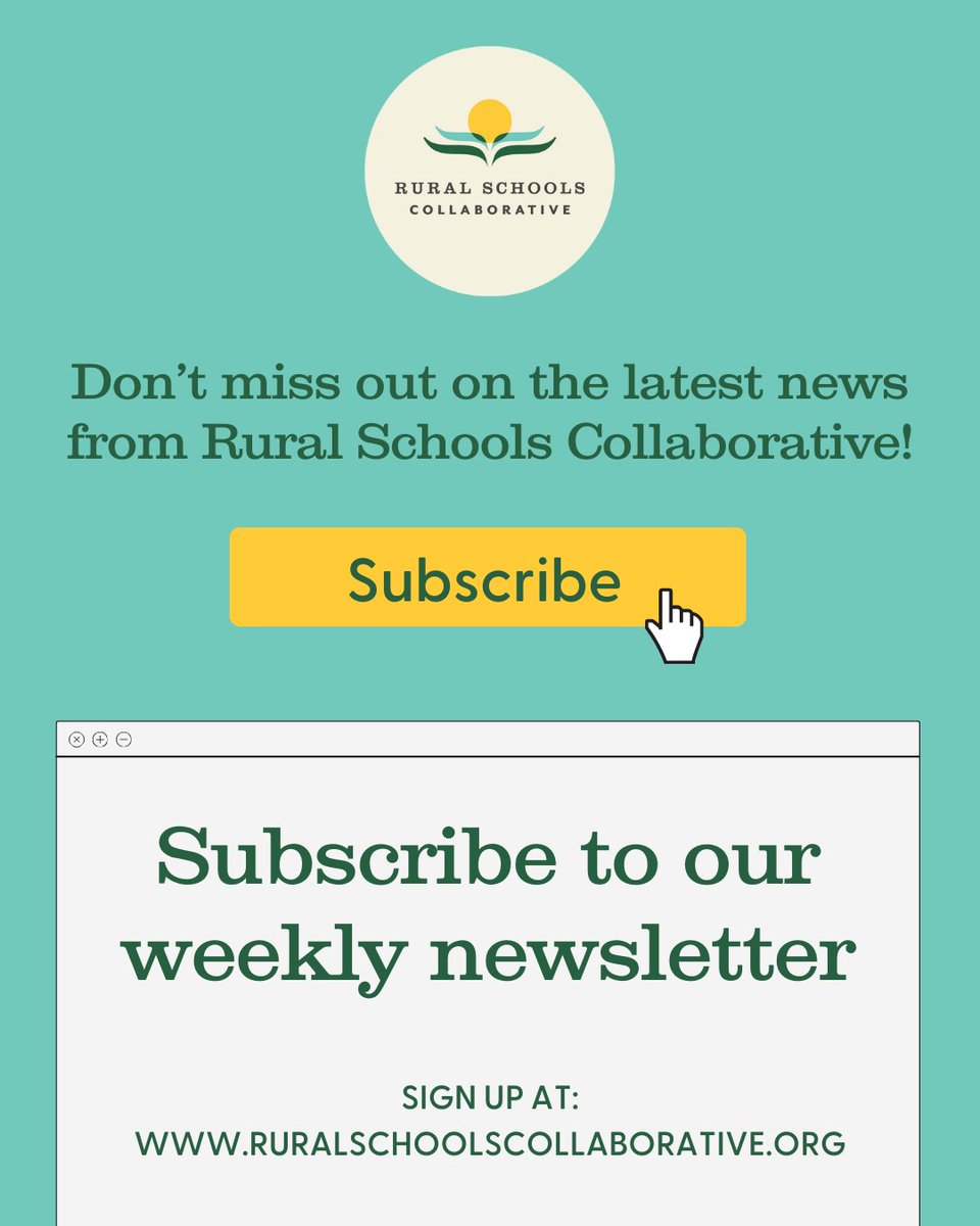 Are you subscribed to RSC's newsletter? 🧐 Subscribe via our website and receive this week's newest newsletter edition.

➡️ ruralschoolscollaborative.org/contact