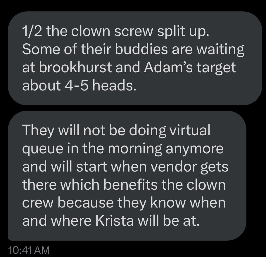 PokeguyOC's tweet photo. Sources mentioned that Adams Target has now cancelled VQ “until the vendor shows up” meaning queue won’t start till the 🤡s get there making it even less fair for the community

That vendor need to get fired! @OfficialExcell @Target 

@ScalpersDaWild @RattlePokemon @prizmripz https://t.co/rkkfETNaVq