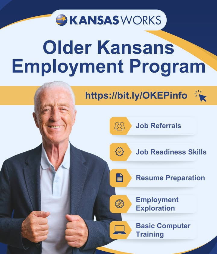 The State of Kansas is proud to provide free services geared toward assisting older Kansans with participating in or reentering the workforce. For more information and to connect with an OKEP provider near you, please visit bit.ly/OKEPinfo today!