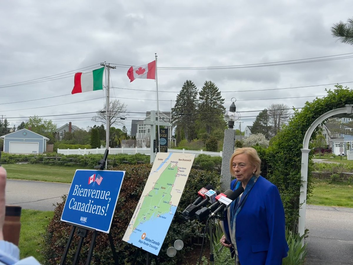 Today I visited the historic Seaside Inn to hear from tourism and hospitality leaders about how tariffs and U.S.–Canada relations are impacting their businesses. 
I also unveiled new highway signs welcoming Canadian visitors. In Maine, we value and respect our neighbors.
