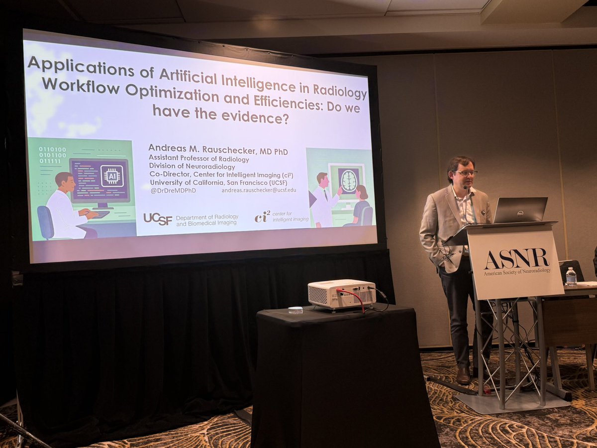 Atlas Haddadi Avval (@atlashaddadi) on Twitter photo Highlight of the last day of #ASNR25, <a href="/DrDreMDPhD/">Andreas Rauschecker</a> giving a compelling talk on the implementation of AI in radiology workflow featuring two examples; image protocoling and PACS-integrated brain metastasis detection! Highlight of the last day of #ASNR25, <a href="/DrDreMDPhD/">Andreas Rauschecker</a> giving a compelling talk on the implementation of AI in radiology workflow featuring two examples; image protocoling and PACS-integrated brain metastasis detection!