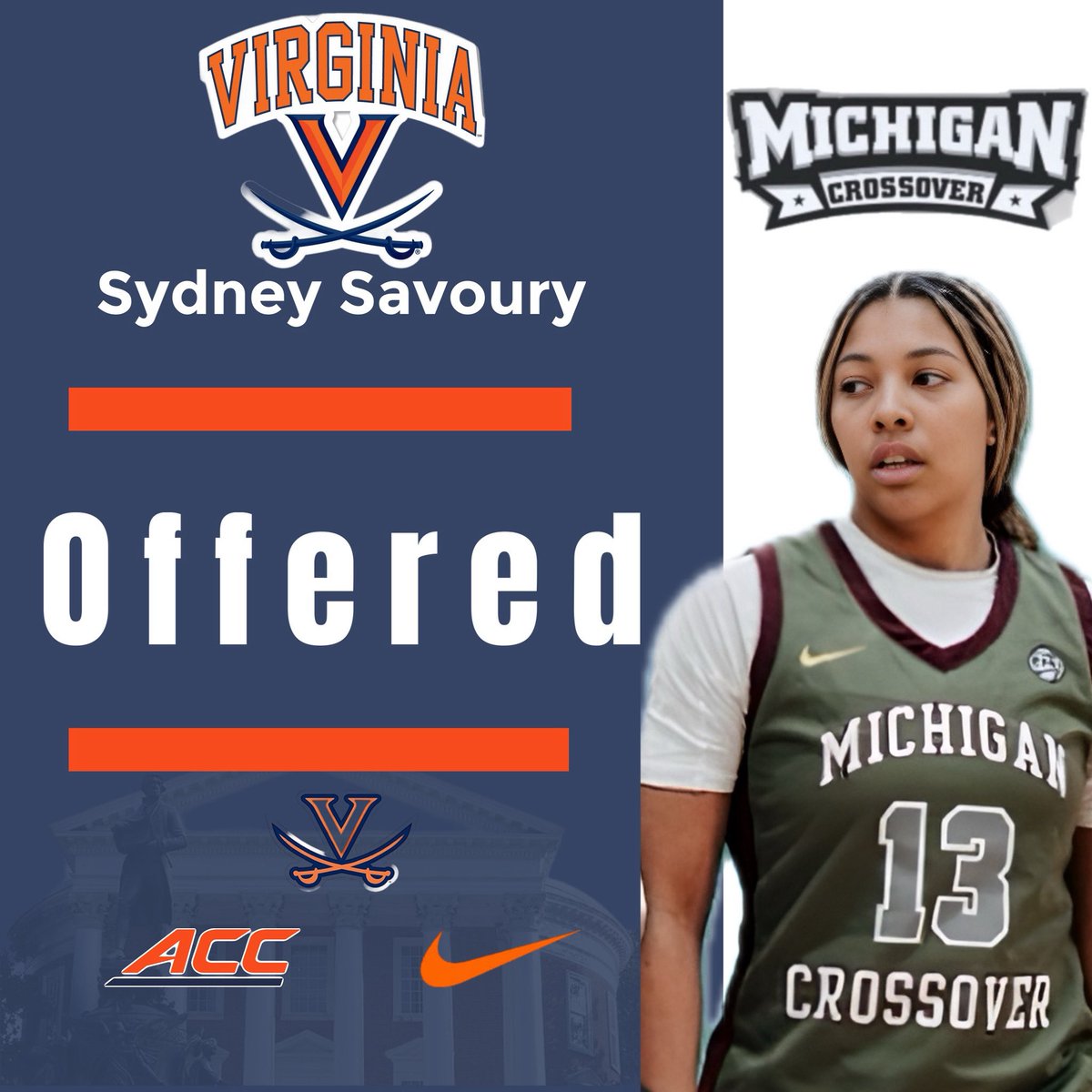 Mark Savoury (@marksavoury) on Twitter photo 2027 Michigan Crossover Guard has received an offer from
The University of Virginia Women’s Basketball Head Coach Hamilton <a href="/UVACoachMox/">Amaka ‘Mox’ Agugua-Hamilton</a> 2027 Michigan Crossover Guard has received an offer from
The University of Virginia Women’s Basketball Head Coach Hamilton <a href="/UVACoachMox/">Amaka ‘Mox’ Agugua-Hamilton</a>