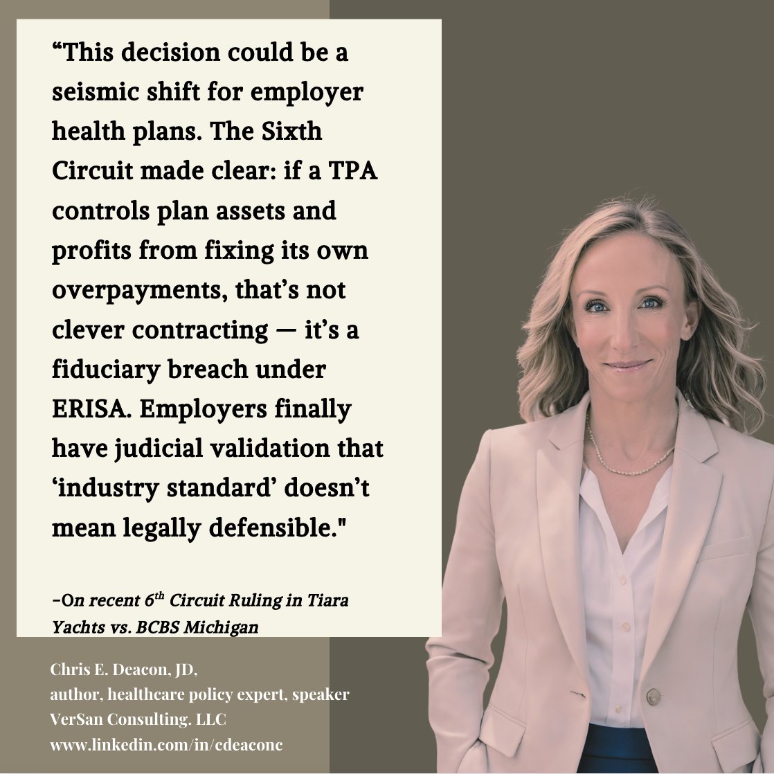 6th Circuit: BCBSM used a scheme to overpay claims—then took a 30% cut to “fix” them.
Court says: That’s not admin. That’s a fiduciary breach under ERISA.
“The more overpayments BCBSM made… the more money it could receive.”

Employers: this one’s a blueprint