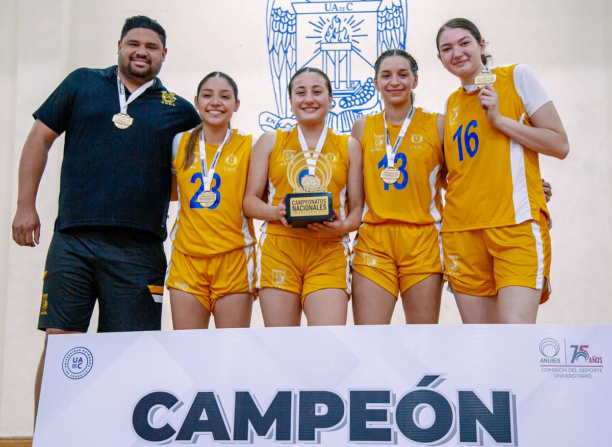 uanl's tweet photo. ¡Campeonas del básquetbol 3x3! 🏀🏆
Nuestro equipo femenil de básquetbol 3x3 venció a su similar del #TecToluca en la gran final de esta disciplina, que se llevó a cabo en la @UAdeC, logrando un oro 🥇 más para la #UANL en los #CNANUIES2025.
¡Vamos, Tigres! 🐯💪 https://t.co/4dcEZJf52g