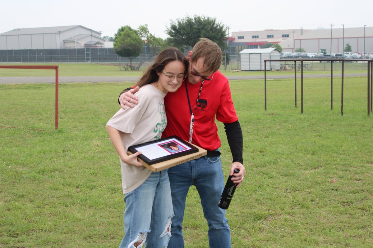 Teacher Jeremy Martin was selected as a Lorena ISD Education Foundation "Difference Marker" by Gabi Diaz.

It was a fun moment for both when Gabi shared her letter with Mr. Martin on being a difference maker during her time in LISD.

#TheLeopardWay