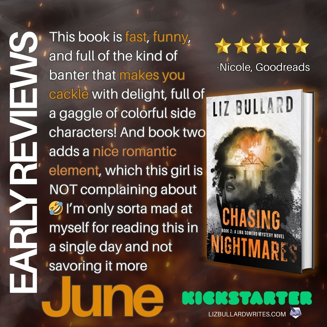Thrilled to announce my first Kickstarter, launching June 1, for Chasing Nightmares — Book 2 in the Lira Somers Mystery series! Special edition hardcover with sprayed edges, custom endpapers, exclusive bookmarks &amp; signed copies.
👉 kickstarter.com/projects/lizbu…