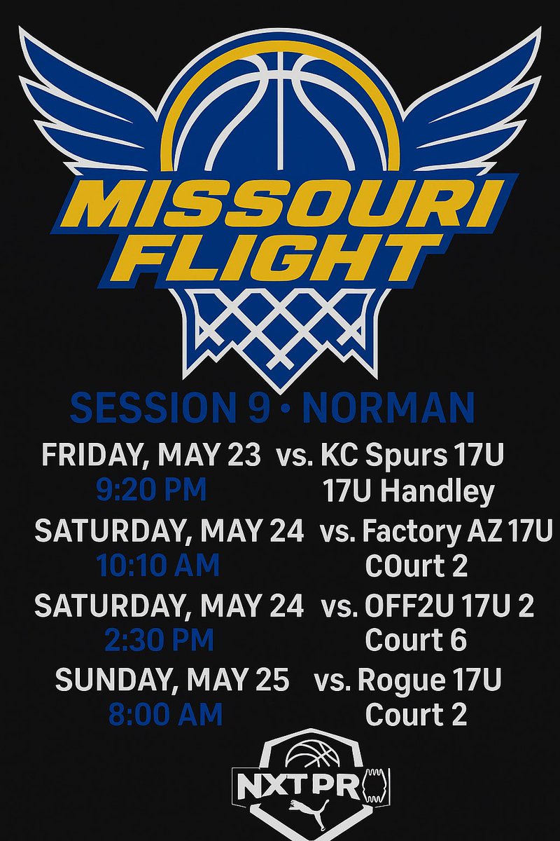 Missouri flight 2026 (@moflight2026) on Twitter photo Coaches, catch us in Norman this weekend! <a href="/cooperliv3/">Cooper Livingston</a> <a href="/CoachKhalilS/">Khalil Shakir 🏀</a> <a href="/PRO16League/">PRO16/NXTPRO League</a> <a href="/NxtProHoops/">NXTPRO Hoops</a> Coaches, catch us in Norman this weekend! <a href="/cooperliv3/">Cooper Livingston</a> <a href="/CoachKhalilS/">Khalil Shakir 🏀</a> <a href="/PRO16League/">PRO16/NXTPRO League</a> <a href="/NxtProHoops/">NXTPRO Hoops</a>