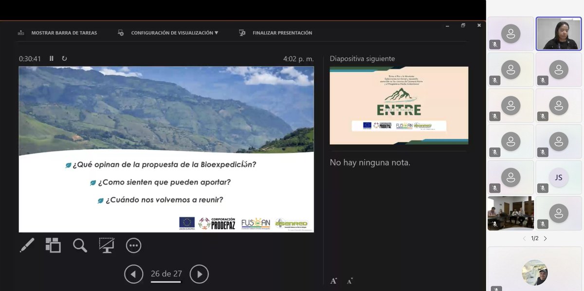Participamos de la mesa técnica de socialización de la #Bioexpedición <a href="/EntreElRyM/">Entre El Río y La Montaña</a> espacio donde instituciones y personas expertas aportamos en la conceptualización de esta gran actividad, que se realizará entre el magdalena medio y el oriente antioqueño <a href="/Gallego_Ge/">Germán Gallego</a>
