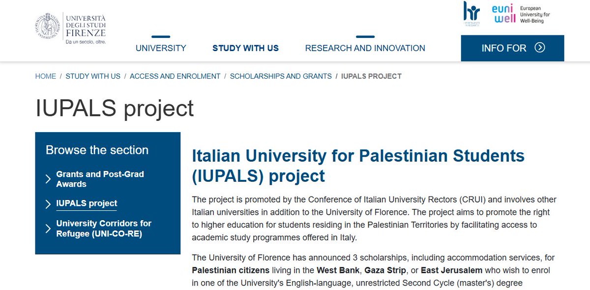 PalAST (@palestineast) on Twitter photo توفر فرص دراسية <a href="/UNI_FIRENZE/">Università di Firenze</a> إيطاليا ضمن مشروع IUPALS المدعوم من مؤتمر عمداء الجامعات الإيطالية ((CRUI)، حيث يتم تقديم 3 منح دراسية مخصصة للطلبة الفلسطينيين
الموعد النهائي للتقديم: 30 /5/ 2025
unifi.it/en/study-us/ac…
palast.ps/en/news/italia…
In Ar najah.edu/ar/about/gover… توفر فرص دراسية <a href="/UNI_FIRENZE/">Università di Firenze</a> إيطاليا ضمن مشروع IUPALS المدعوم من مؤتمر عمداء الجامعات الإيطالية ((CRUI)، حيث يتم تقديم 3 منح دراسية مخصصة للطلبة الفلسطينيين
الموعد النهائي للتقديم: 30 /5/ 2025
unifi.it/en/study-us/ac…
palast.ps/en/news/italia…
In Ar najah.edu/ar/about/gover…