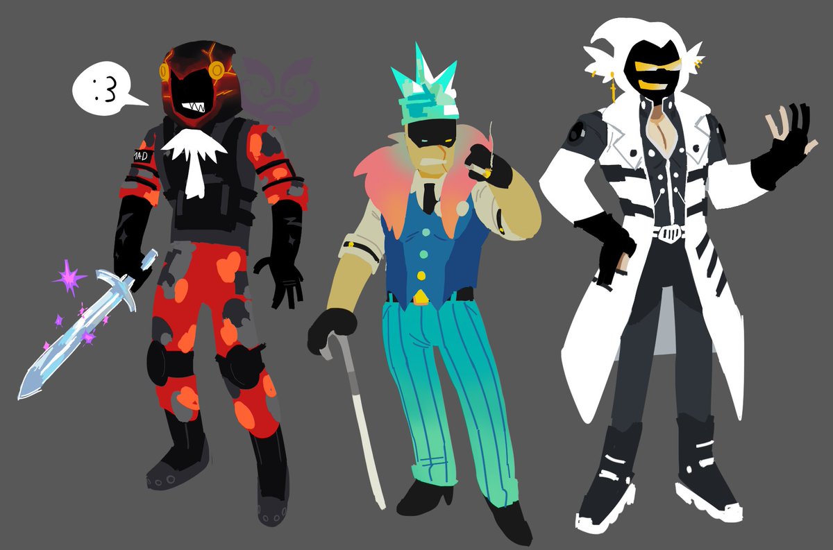 valvure's tweet image. // May Madness Trio Concepts //

since i feel like i&apos;ll literally never post them if i dont bite the bullet and show their concepts now, soo y&apos;all get my first sorta concepts I did of the trio
#roblox #robloxart #robloxhackers???