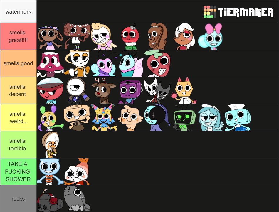 ichorpuddle's tweet image. dandys world smell tier list