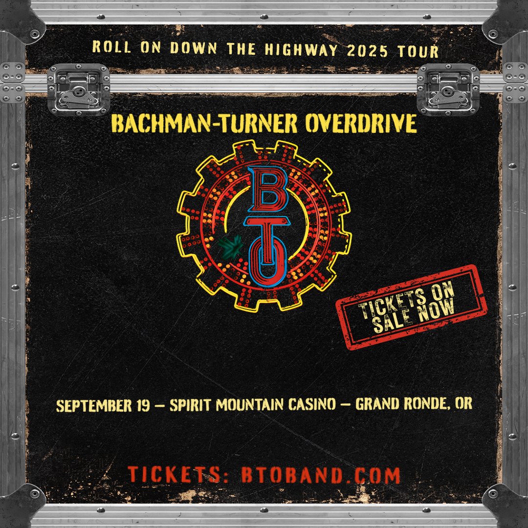 ON SALE NOW: Get your tickets to see BTO’s Roll On Down The Highway 2025 Tour in the US!

September 19 - Spirit Mountain Casino - Grand Ronde, OR

Visit btoband.com for tickets and info.
#BTO #RollOnDownTheHighway2025