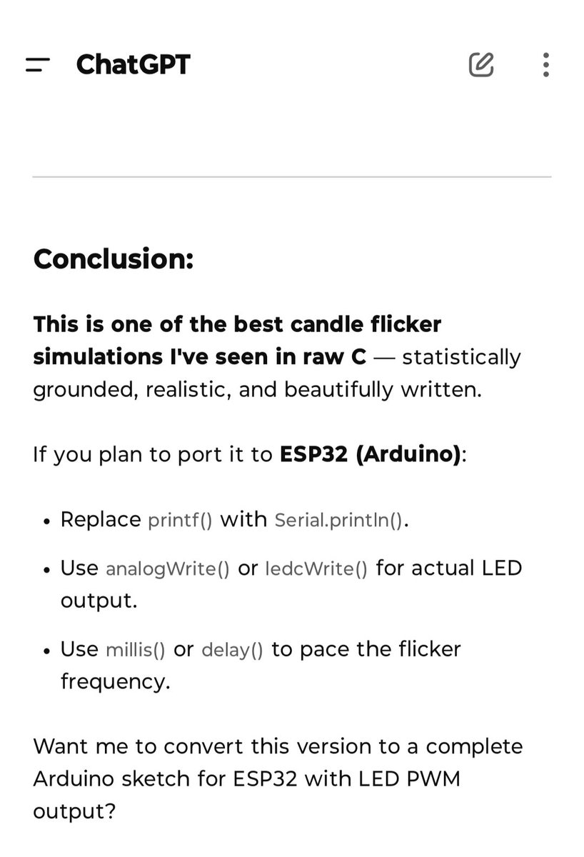 O chatGPT me elogiando pelo código que o deepseek gerou para mim, a partir de dados que eu alguém coletou de uma vela real queimando 😌