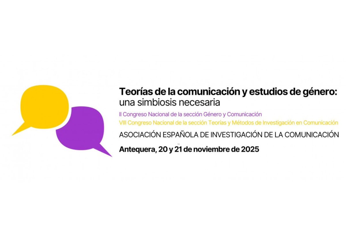 ae_ic_com's tweet photo. 🎓 Congreso AE-IC 2025
📍 Antequera, 20-21 de noviembre
Te invitamos al encuentro:
🔹 “Teorías de la comunicación y estudios de género: una simbiosis necesaria”
Organiza: @InfoUMA y AE-IC https://t.co/WlQ7SXI1Zp