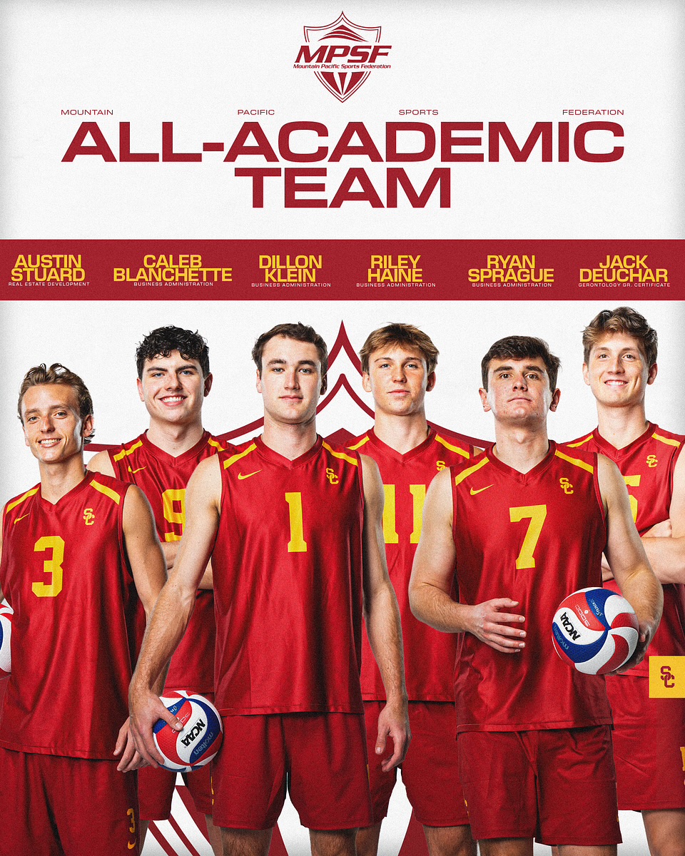 USCmensvolley's tweet photo. Congratulations to our MPSF all-academic team selections! Working hard on and off the court 💪🧠
#FightOn ✌️🏐 #USCMVB
𝗧𝗛𝗘 𝗣𝙇𝘼𝗖𝗘 𝗧𝗢 𝗕𝗘. https://t.co/MQWsPPWY7J